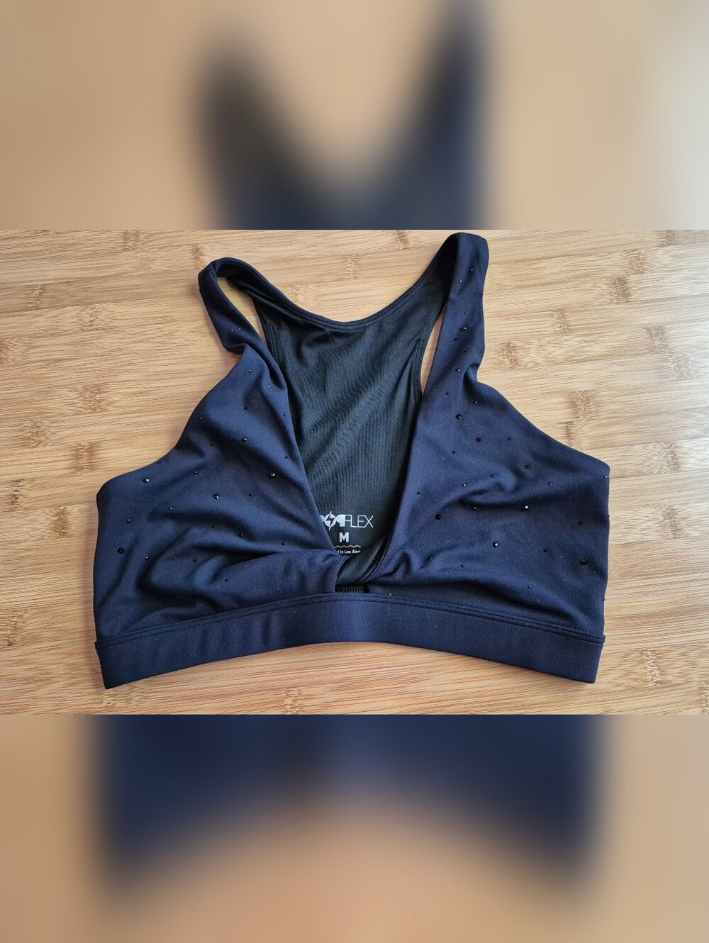 NWOT - Popflex Women’s Black Yoga Sports Bra with Rhinestones
